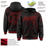 Custom Black-Red Lightning Polka Dot 3D Pattern Bomber Full-Snap Varsity Letterman Hoodie Jacket