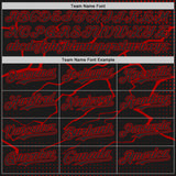 Custom Black-Red Lightning Polka Dot 3D Pattern Bomber Full-Snap Varsity Letterman Hoodie Jacket