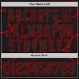 Custom Black-Red Lightning Polka Dot 3D Pattern Bomber Full-Snap Varsity Letterman Hoodie Jacket
