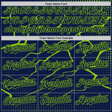 Custom Navy-Neon Green Lightning Polka Dot 3D Pattern Bomber Full-Snap Varsity Letterman Hoodie Jacket