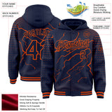 Custom Navy-Orange Lightning Polka Dot 3D Pattern Bomber Full-Snap Varsity Letterman Hoodie Jacket