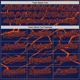 Custom Navy-Orange Lightning Polka Dot 3D Pattern Bomber Full-Snap Varsity Letterman Hoodie Jacket