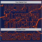 Custom Navy-Orange Lightning Polka Dot 3D Pattern Bomber Full-Snap Varsity Letterman Hoodie Jacket