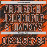 Custom Black Orange-White Leopard Claw Scratch Brush Stroke Bomber Full-Snap Varsity Letterman Hoodie Jacket