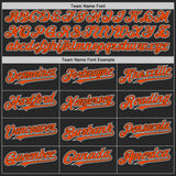 Custom Black Orange-White Lion Flame Splatter Bomber Full-Snap Varsity Letterman Hoodie Jacket
