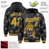 Custom Black Gold-White Leopard Print Bomber Full-Snap Varsity Letterman Hoodie Jacket