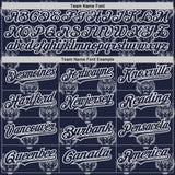 Custom Navy Gray-White Tiger Stripe Print Bomber Full-Snap Varsity Letterman Hoodie Jacket