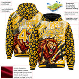 Custom Black Gold-White Loin Claw Scratch Leopard Print Bomber Full-Snap Varsity Letterman Hoodie Jacket