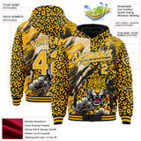 Custom Black Gold-White Leopard Claw Scratch Leopard Print Bomber Full-Snap Varsity Letterman Hoodie Jacket