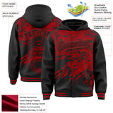 Custom Black-Red Gorilla Claw Scratch Paint Splatter Bomber Full-Snap Varsity Letterman Hoodie Jacket