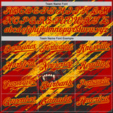 Custom Red Black-Gold Gorilla Scratch Brush Stroke Bomber Full-Snap Varsity Letterman Hoodie Jacket