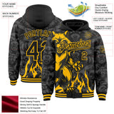 Custom Black-Gold Raccoon Bomber Full-Snap Varsity Letterman Hoodie Jacket