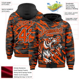 Custom Black Orange-White Tiger Claw Scratch Bomber Full-Snap Varsity Letterman Hoodie Jacket