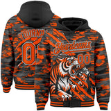 Custom Black Orange-White Tiger Claw Scratch Bomber Full-Snap Varsity Letterman Hoodie Jacket