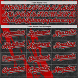Custom Black Red Gray-White Hornet Scratch Bomber Full-Snap Varsity Letterman Hoodie Jacket