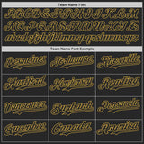 Custom Black-Old Gold Fire Flame Bomber Full-Snap Varsity Letterman Hoodie Jacket