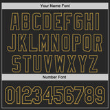 Custom Black-Old Gold Fire Flame Bomber Full-Snap Varsity Letterman Hoodie Jacket