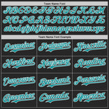 Custom Black Teal-White Fire Flame Bomber Full-Snap Varsity Letterman Hoodie Jacket
