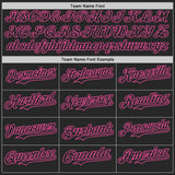 Custom Black-Pink Fire Flame Bomber Full-Snap Varsity Letterman Hoodie Jacket