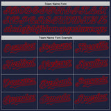 Custom Navy-Red Fire Flame Bomber Full-Snap Varsity Letterman Hoodie Jacket