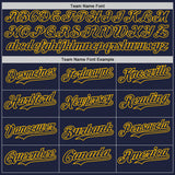Custom Navy-Gold Fire Flame Bomber Full-Snap Varsity Letterman Hoodie Jacket
