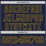 Custom Navy-Gold Fire Flame Bomber Full-Snap Varsity Letterman Hoodie Jacket
