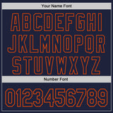 Custom Navy-Orange Fire Flame Bomber Full-Snap Varsity Letterman Hoodie Jacket