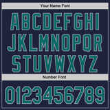 Custom Navy Teal-Gray Fire Flame Bomber Full-Snap Varsity Letterman Hoodie Jacket
