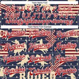 Custom Navy Red Cream-White Western Cowboy American Flag Bomber Full-Snap Varsity Letterman Jacket