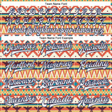 Custom Red White-Navy Southwestern Geometric Aztec Bomber Full-Snap Varsity Letterman Jacket