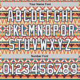 Custom Red White-Navy Southwestern Geometric Aztec Bomber Full-Snap Varsity Letterman Jacket