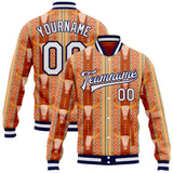 Custom Red White Yellow-Navy Western Cow Skull Bomber Full-Snap Varsity Letterman Jacket