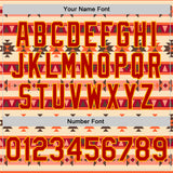 Custom Red Gold-White Southwestern Geometric Aztec Bomber Full-Snap Varsity Letterman Jacket