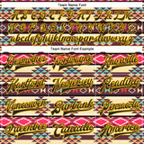 Custom Cream Black Gold-White Southwestern Geometric Aztec Bomber Full-Snap Varsity Letterman Jacket