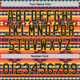 Custom Red Black Gold-White Southwestern Geometric Aztec Bomber Full-Snap Varsity Letterman Jacket