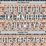 Custom Cream White-Black Southwestern Geometric Aztec Bomber Full-Snap Varsity Letterman Jacket