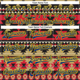 Custom Red Royal Yellow-White Southwestern Geometric Aztec Bomber Full-Snap Varsity Letterman Jacket