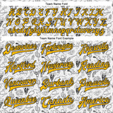 Custom White Gold-Black Western Cowboy Cactus Bomber Full-Snap Varsity Letterman Jacket