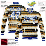 Custom Cream White-Royal Southwestern Geometric Aztec Bomber Full-Snap Varsity Letterman Jacket