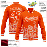 Custom Orange-White Texas State Flower Bluebonnet Bomber Full-Snap Varsity Letterman Jacket