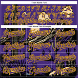 Custom Purple Gold-White Arizona Western Cactus Bomber Full-Snap Varsity Letterman Jacket
