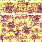 Custom Yellow White-Red Hawaii State Flower Hibiscus Bomber Full-Snap Varsity Letterman Jacket