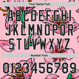 Custom Pink Black-White Hawaiian Floral Bomber Full-Snap Varsity Letterman Jacket