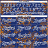 Custom Royal Orange-White Louisiana State Flower Magnolia Bomber Full-Snap Varsity Letterman Jacket