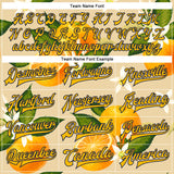 Custom Cream Gold Navy-White Florida State Flower Orange Blossom Bomber Full-Snap Varsity Letterman Jacket