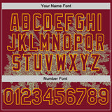 Custom Crimson Gold-White Nevada State Flower Sagebrush Bomber Full-Snap Varsity Letterman Jacket
