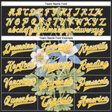 Custom Black Gold-White Colorado State Flower Rocky Mountain Columbine Bomber Full-Snap Varsity Letterman Jacket