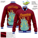 Custom Crimson Gold-White Nevada State Flower Sagebrush Bomber Full-Snap Varsity Letterman Jacket