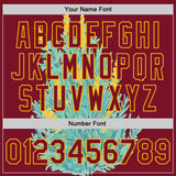 Custom Crimson Gold-White Nevada State Flower Sagebrush Bomber Full-Snap Varsity Letterman Jacket