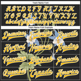 Custom Black Gold-White Colorado State Flower Rocky Mountain Columbine Bomber Full-Snap Varsity Letterman Jacket
